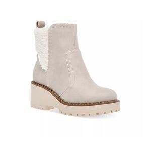 DV by Dolce Vita Sherpa Trim Faux Leather Cold Weather Ankle Boots Size 4